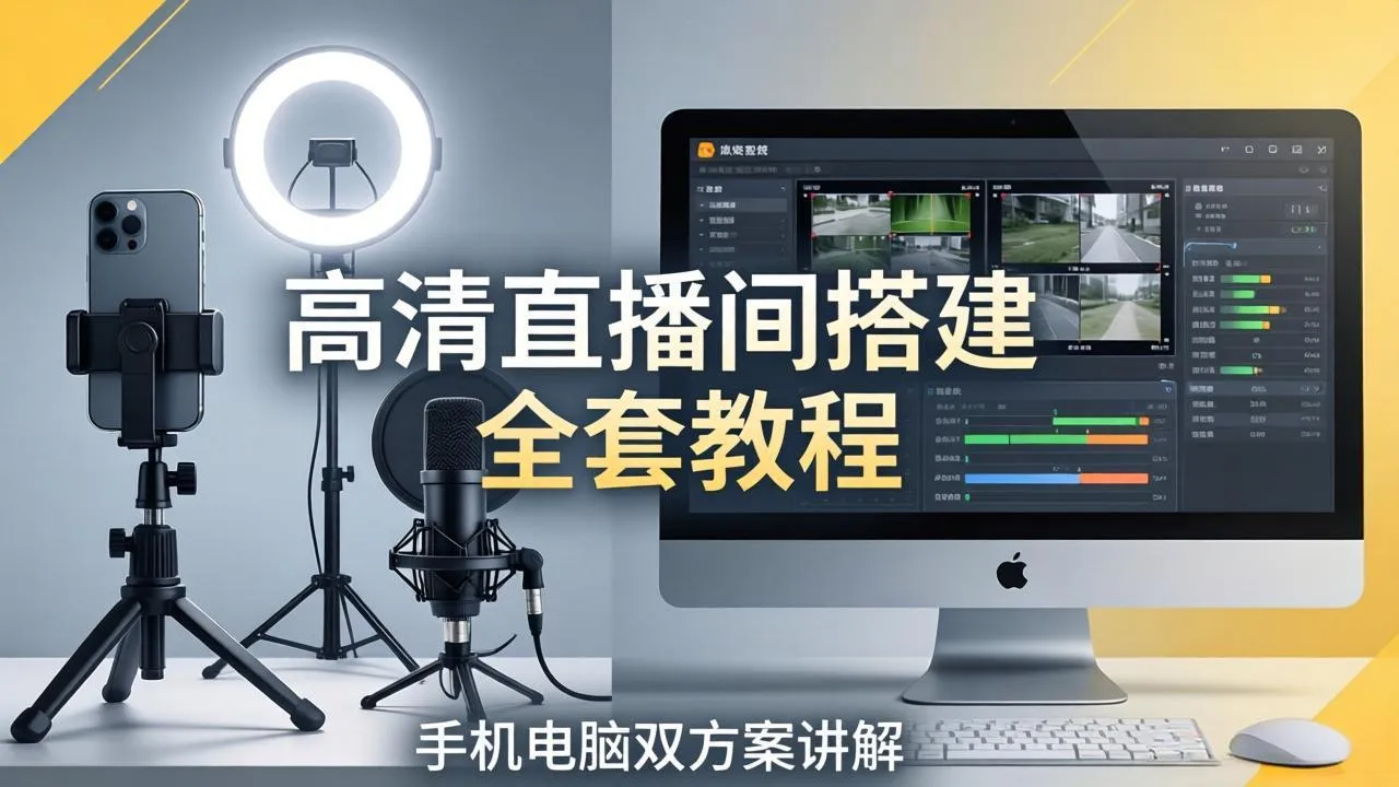 高清直播间搭建全套教程，手机电脑双方案讲解，设备选型调试多机位实操教学-续财库