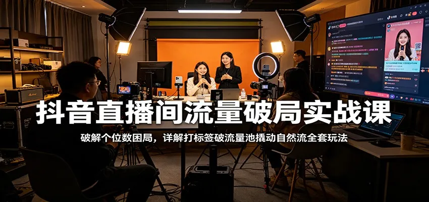 抖音直播间流量破局实战课：破解个位数困局，详解打标签破流量池撬动自然流全套玩法-续财库