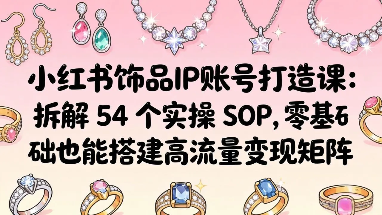 小红书饰品IP账号打造课：拆解 54 个实操 SOP，零基础也能搭建高流量变现矩阵-续财库