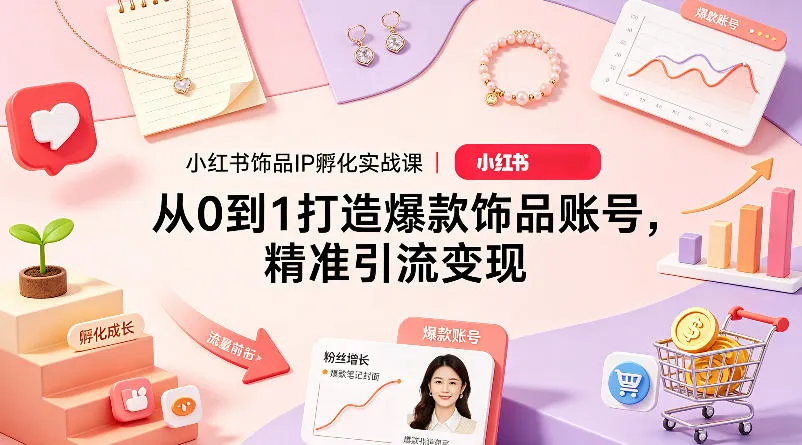 小红书饰品IP孵化实战课｜从0到1打造爆款饰品账号，精准引流变现-续财库