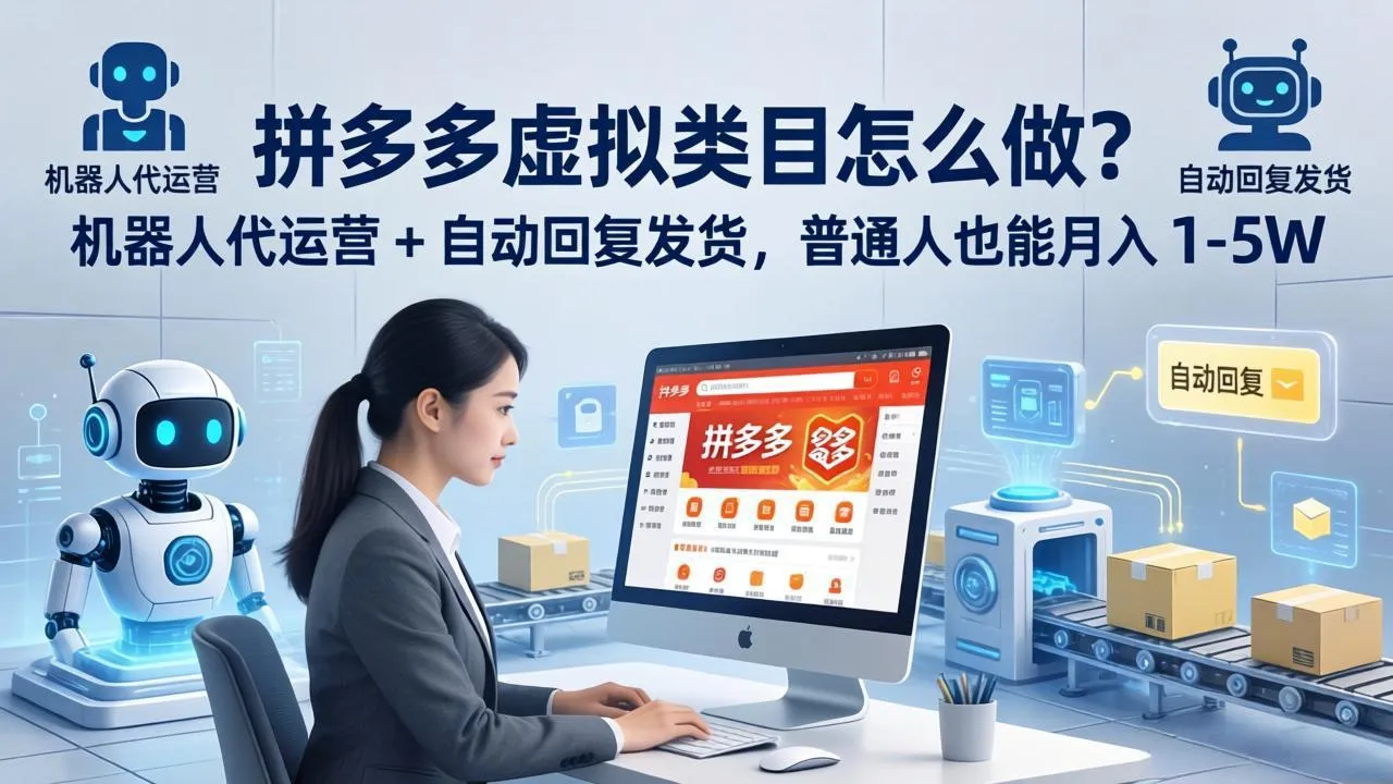 拼多多虚拟类目怎么做?机器人代运营 + 自动回复发货,普通人也能月入 1-5W-续财库
