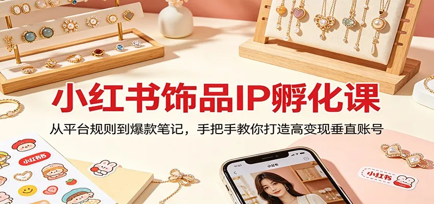 小红书饰品IP孵化课：从平台规则到爆款笔记，手把手教你打造高变现垂直账号-续财库