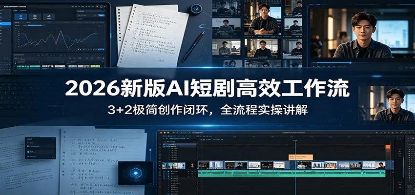 2026新版AI短剧高效工作流:3+2极简创作闭环,全流程实操讲解-续财库