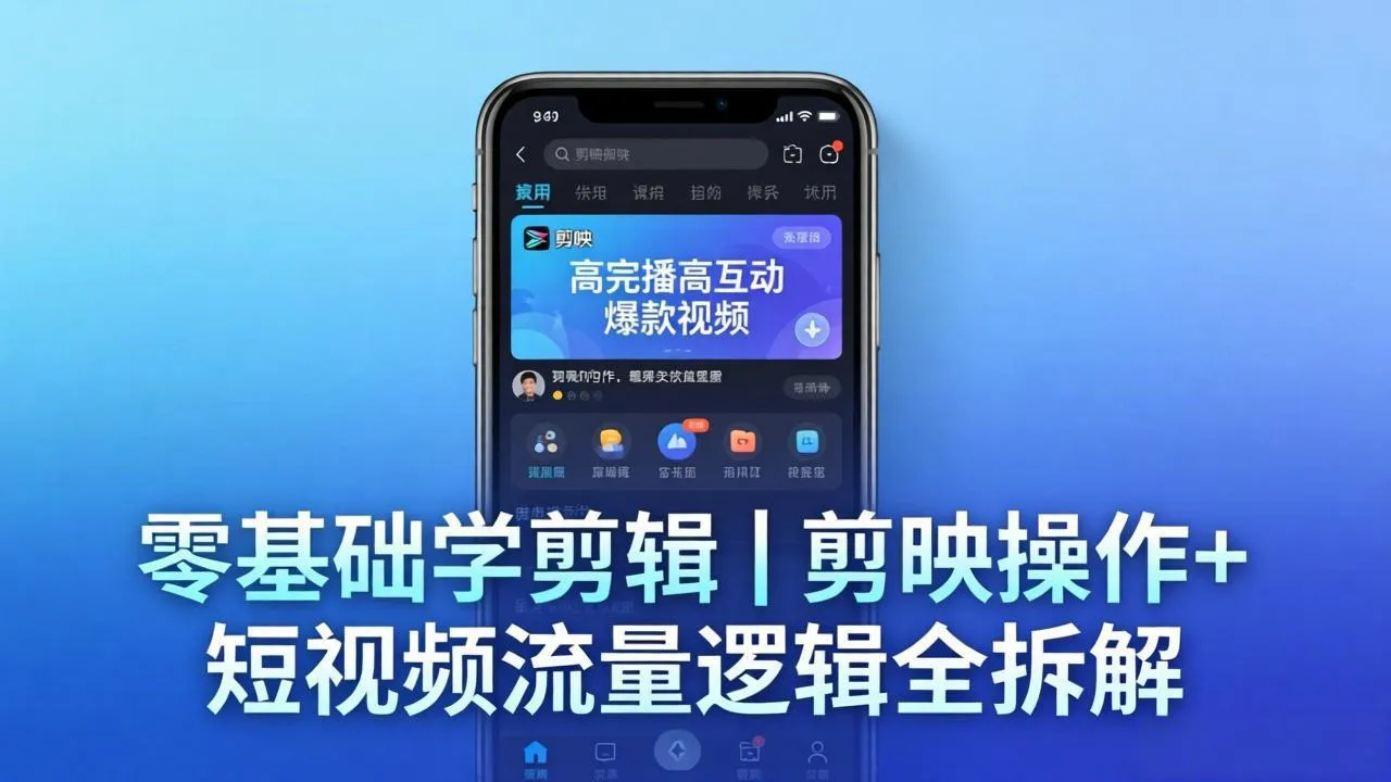 【零基础学剪辑】剪映操作+短视频流量逻辑全拆解｜手把手教你剪出高完播高互动爆款视频-续财库