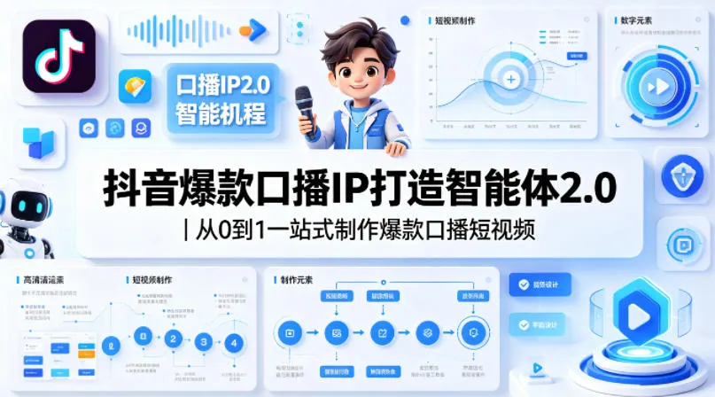抖音爆款口播IP打造智能体2.0|从0到1一站式制作爆款口播短视频-续财库