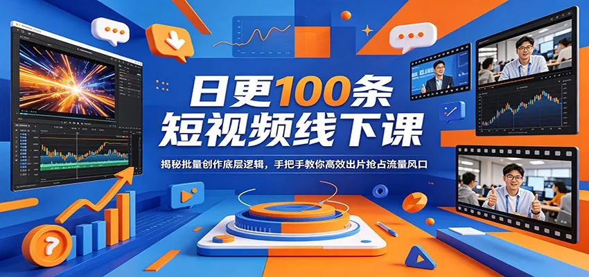 日更100条短视频线下课:揭秘批量创作底层逻辑,手把手教你高效出片抢占流量风口-续财库