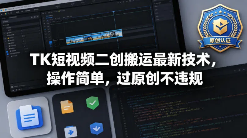 TK短视频二创搬运最新技术,操作简单,过原创不违规-续财库