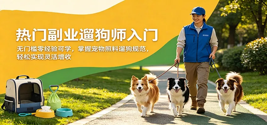热门副业遛狗师入门,无门槛零经验可学,掌握宠物照料遛狗规范,轻松实现灵活增收-续财库