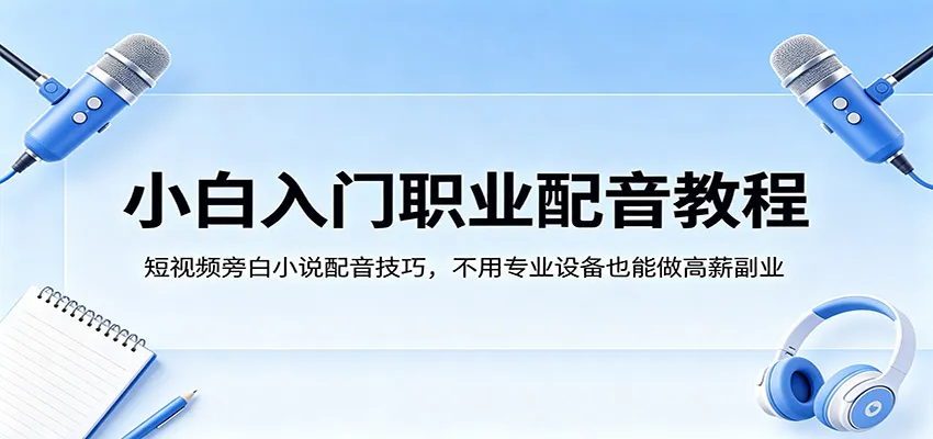 小白入门职业配音教程，短视频旁白小说配音技巧，不用专业设备也能做高薪副业-续财库