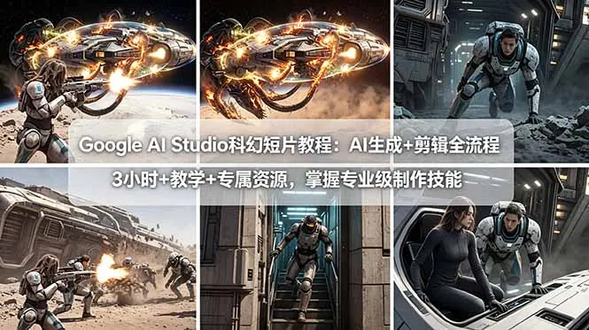 Google AI Studio科幻短片教程：AI生成+剪辑全流程，3小时+教学+专属资源，掌握专业级制作技能-续财库