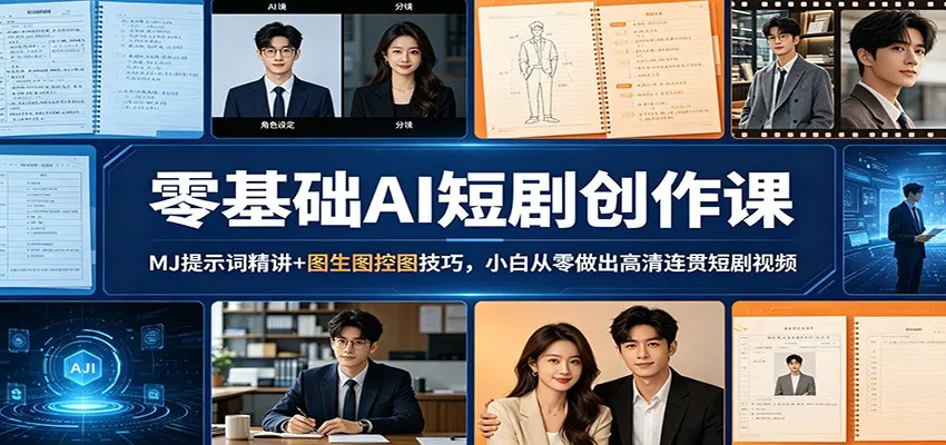 零基础AI短剧创作课：MJ提示词精讲+图生图控图技巧，小白从零做出高清连贯短剧视频-续财库