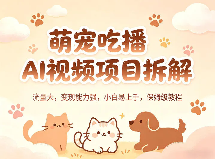 萌宠吃播AI视频项目拆解，流量大，变现能力强，小白易上手，保姆级教程-续财库