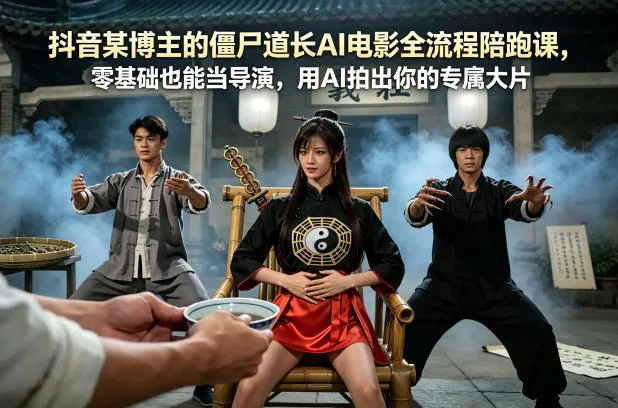 抖音某博主的僵尸道长AI电影全流程陪跑课，零基础也能当导演，用AI拍出你的专属大片-续财库