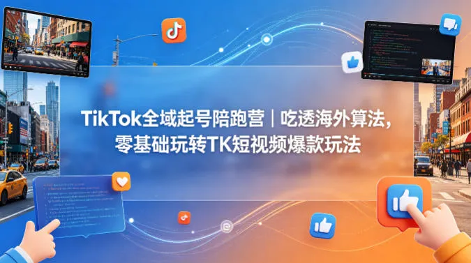 TikTok全域起号陪跑营|吃透海外算法,零基础玩转TK短视频爆款玩法-续财库