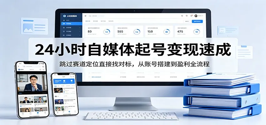 24小时自媒体起号变现速成,跳过赛道定位直接找对标,从账号搭建到盈利全流程-续财库