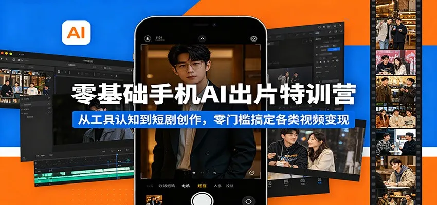 零基础手机AI出片特训营：从工具认知到短剧创作，零门槛搞定各类视频变现-续财库