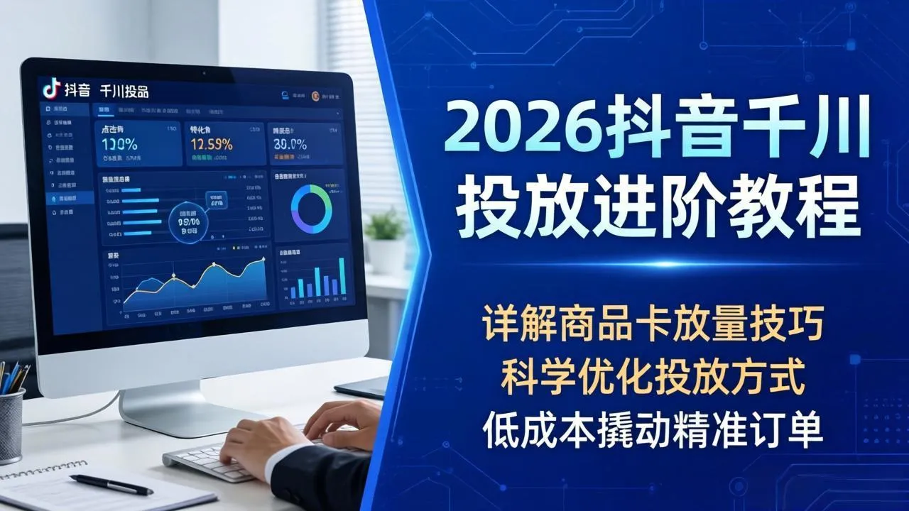 2026抖音千川投放进阶教程,详解商品卡放量技巧,科学优化投放方式,低成本撬动精准订单-续财库