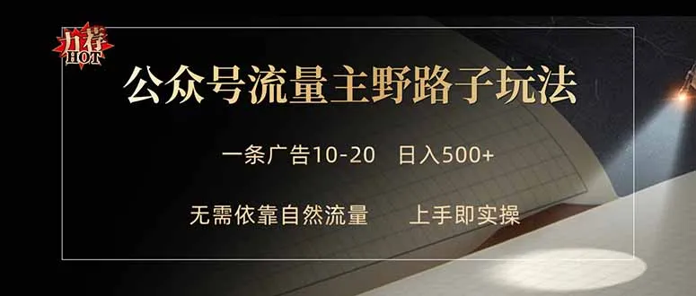 公众号流量主野路子玩法 单条广告10-20元 日入500+-续财库