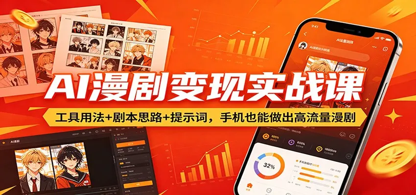 AI漫剧变现实战课:工具用法+剧本思路+提示词,手机也能做出高流量漫剧-续财库