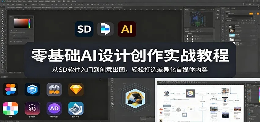 零基础AI设计创作实战教程:从SD软件入门到创意出图,轻松打造差异化自媒体内容-续财库