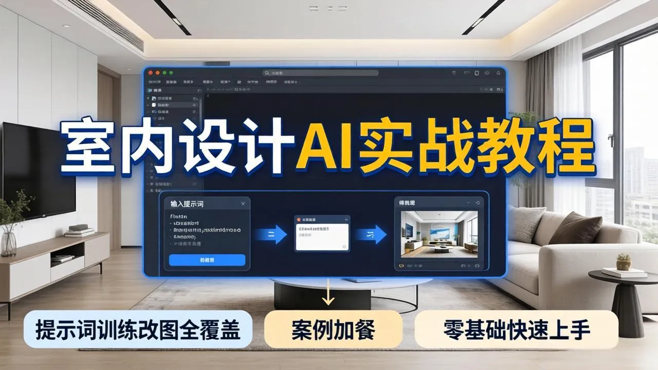 2026室内设计AI实战教程，提示词训练改图全覆盖，搭配案例加餐，零基础也能快速上手-续财库