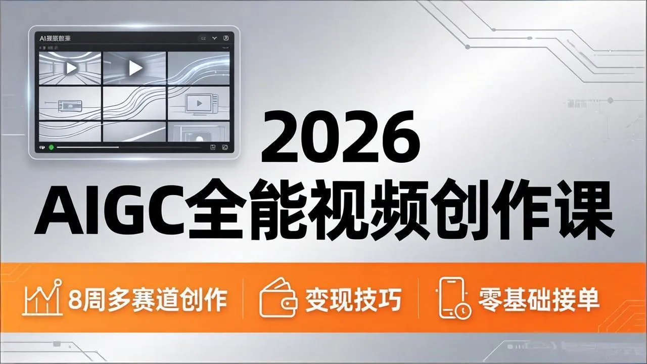 2026AIGC全能视频创作课，8周吃透多赛道创作+变现，零基础也能高效出片接单-续财库