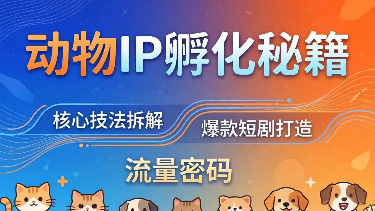 动物IP孵化全套秘籍，三大核心技法拆解，打造爆款萌宠短剧，轻松拿捏赛道流量密码-续财库