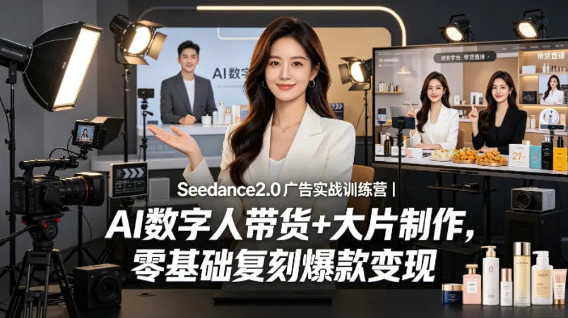 Seedance2.0广告实战训练营|AI数字人带货+大片制作,零基础复刻爆款变现-续财库