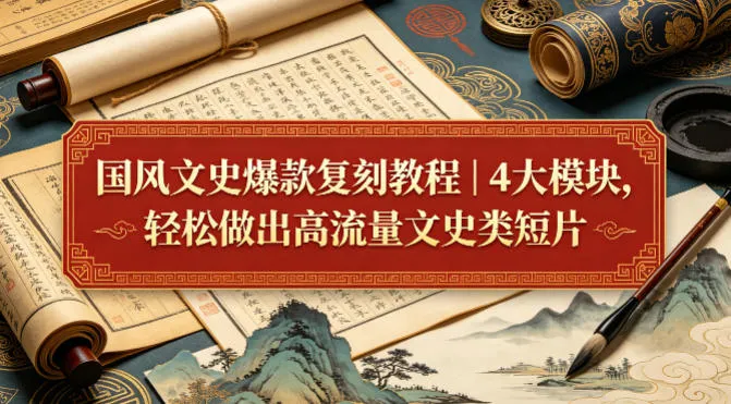 国风文史爆款复刻教程|4大模块,轻松做出高流量文史类短片-续财库