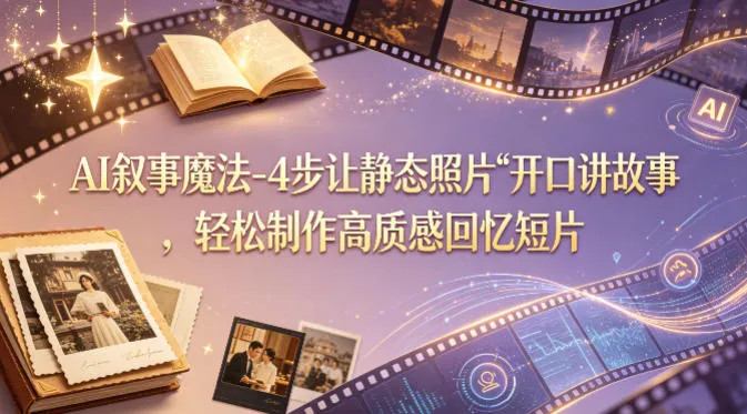 AI叙事魔法-4步让静态照片“开口讲故事”，轻松制作高质感回忆短片-续财库