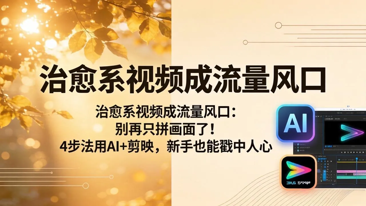 治愈系视频成流量风口：别再只拼画面了！4步法用AI+剪映，新手也能戳中人心-续财库