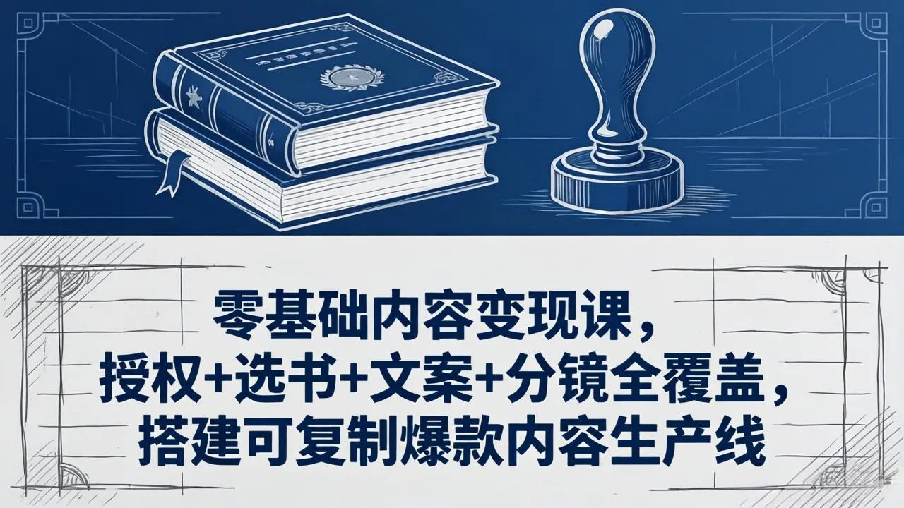 零基础内容变现课,授权+选书+文案+分镜全覆盖,搭建可复制爆款内容生产线-续财库