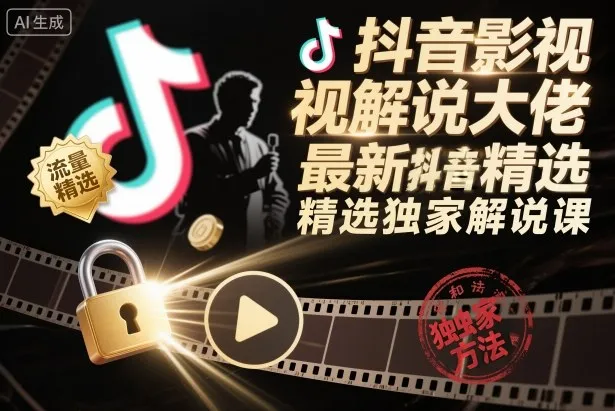 抖音影视解说大佬最新抖音进精选和独家方法,精选独家解说课(更新26年3月)-续财库