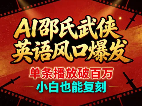 AI邵氏武侠英语风口爆发，单条播放破百万，小白也能复刻-续财库