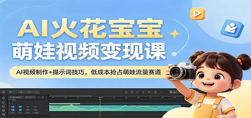 AI火花宝宝萌娃视频变现课:AI视频制作+提示词技巧,低成本抢占萌娃流量赛道-续财库