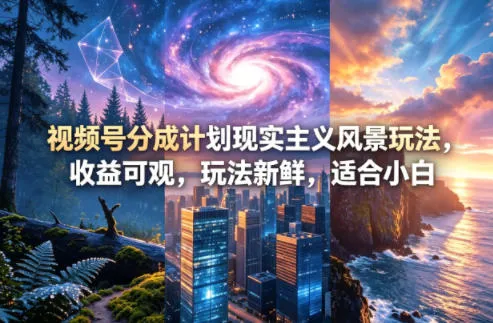 视频号分成计划现实主义风景玩法,收益可观,玩法新鲜,适合小白-续财库