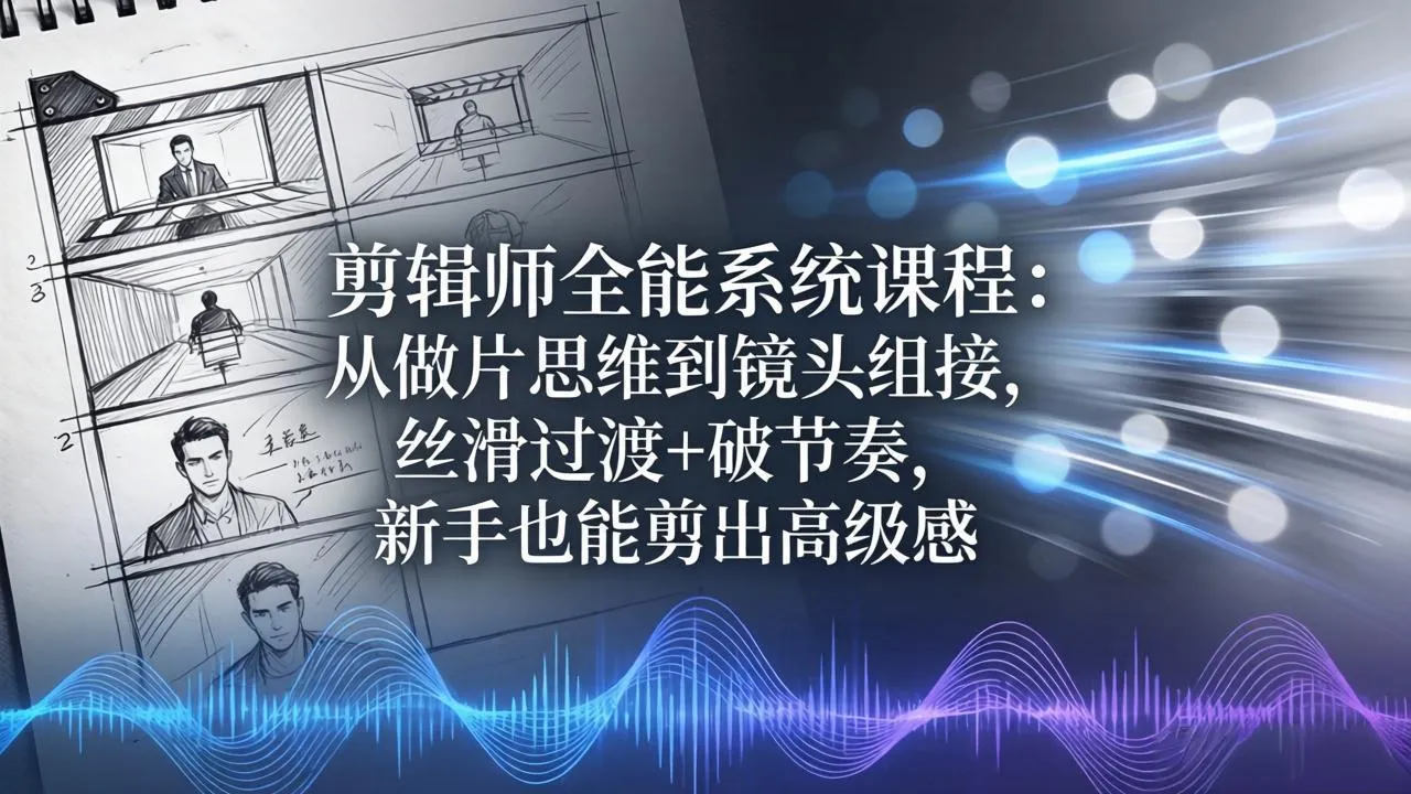 剪辑师全能系统课程:从做片思维到镜头组接,丝滑过渡+破节奏,新手也能剪出高级感-续财库