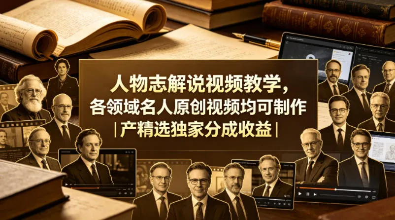 人物志解说视频教学,各领域名人原创视频均可制作丨精选独家分成收益(更新0430)-续财库