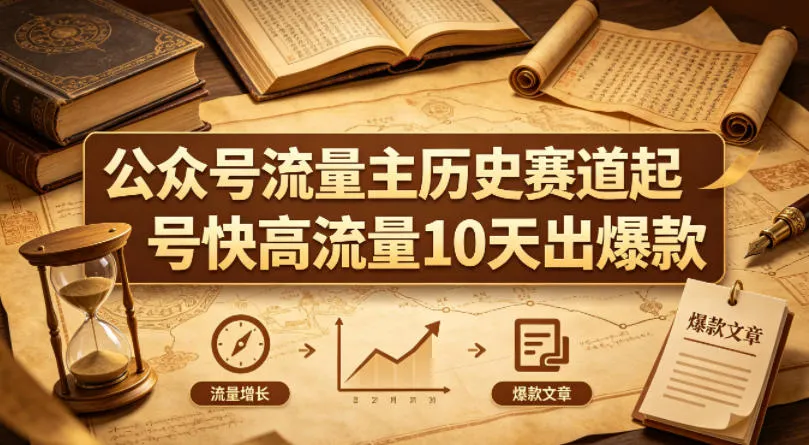 公众号流量主之历史赛道，起号快+高流量，10天就能出爆款！-续财库