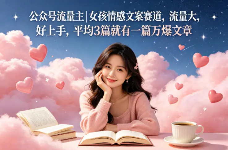 公众号流量主女孩情感文案赛道,流量大,好上手,平均3篇就有一篇万爆文章-续财库