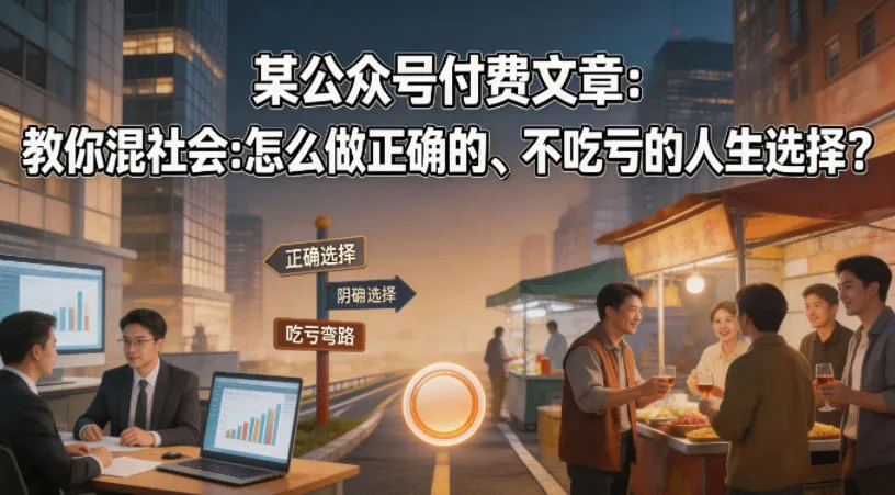 某公众号付费文章:教你混社会:怎么做正确的、不吃亏的人生选择?-续财库