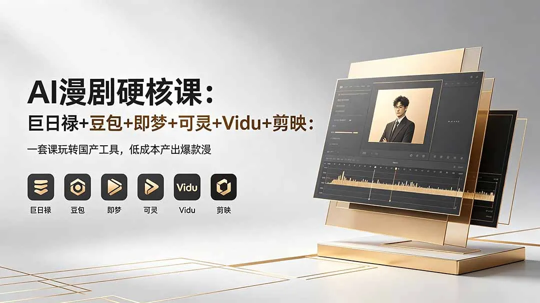 AI漫剧硬核课:巨日禄+豆包+即梦+可灵+Vidu+剪映:一套课玩转国产工具,低成本产出爆款漫剧-续财库