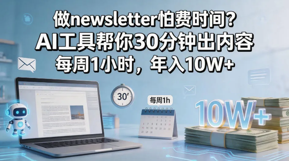 做newsletter怕费时间？AI工具帮你30分钟出内容，每周1小时，年入10W+！【原创双语字幕】-续财库