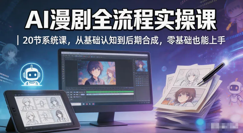 AI漫剧全流程实操课|20节系统课,从基础认知到后期合成,零基础也能上手-续财库