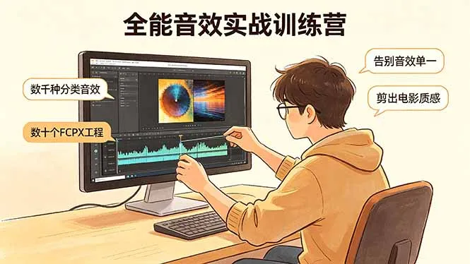 全能音效实战训练营:数千种分类音效+数十个FCPX工程,告别音效单一,剪出电影质感-续财库