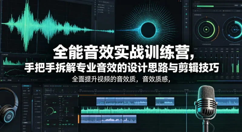 全能音效实战训练营,手把手拆解专业音效的设计思路与剪辑技巧,全面提升视频的音效质感-续财库