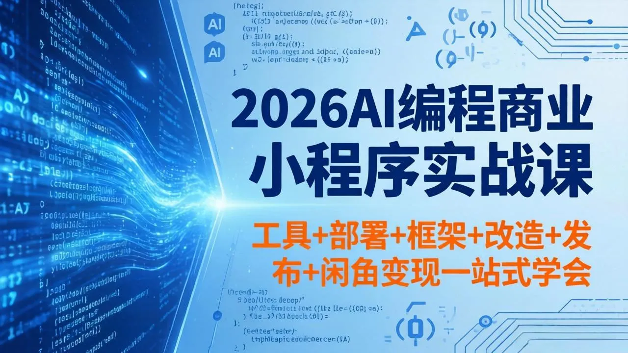 2026AI编程商业小程序实战课，工具+部署+框架+改造+发布+闲鱼变现一站式学会-续财库