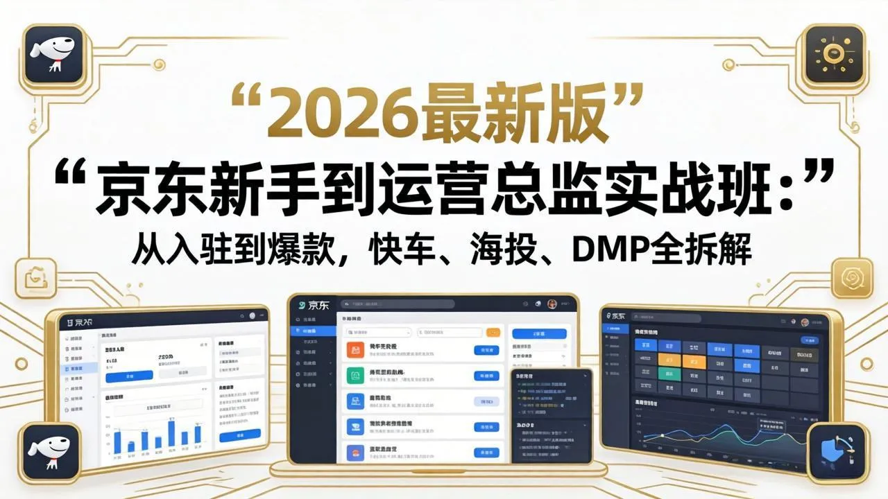 京东新手到运营总监实战班:从入驻到爆款,快车、海投、DMP全拆解,2026最新版-续财库
