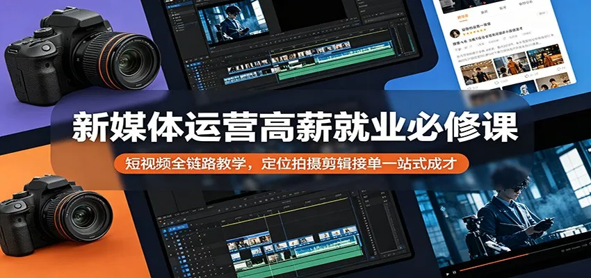 新媒体运营高薪就业必修课:短视频全链路教学,定位拍摄剪辑接单一站式成才-续财库