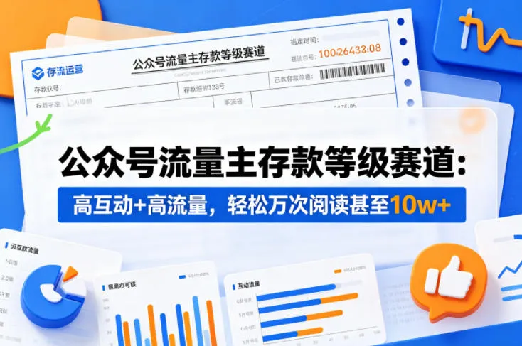 公众号流量主之存款等级赛道,高互动+高流量,轻松达到万次阅读,甚至10w+-续财库